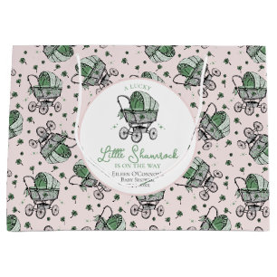 Grand Sac Cadeau Pink Little Shamrock St Patrick's Day Baby shower