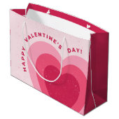 Grand Sac Cadeau Pink Modern Love Heureuse Sainte-Valentin de coeur (Dos Angle)