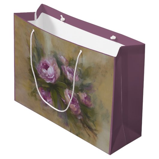 Grand Sac Cadeau Pink / Purple Roses Large (Devant Angle)