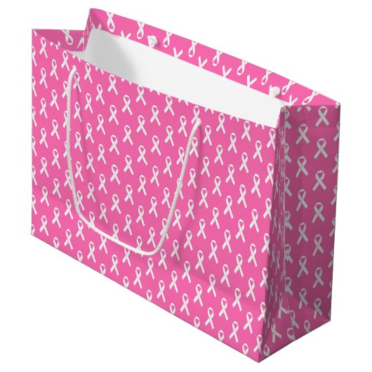 Grand Sac Cadeau Pink Ribbon Breast Cancer Awareness Pattern (Devant Angle)