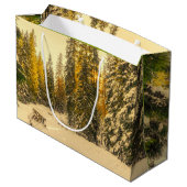Grand Sac Cadeau Pins couverts de neige Forêt Nature Photo (Dos Angle)