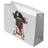 Grand Sac Cadeau Pirate French Buldog Skull Crossbones (Dos Angle)