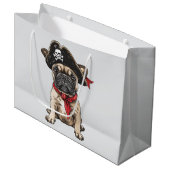 Grand Sac Cadeau Pirate French Buldog Skull Crossbones (Devant Angle)