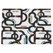 Grand Sac Cadeau Piste de course Garçons Anniversaire Blanc (Devant)