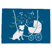 Grand Sac Cadeau Pit Bull Baby shower Pitbull Chien Blue Boy (Dos)
