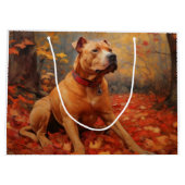 Grand Sac Cadeau Pitbull à l'automne Feuilles automne Inspiration (Dos)