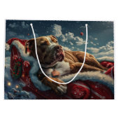 Grand Sac Cadeau Pitbull Chien Festif de Noël (Dos)