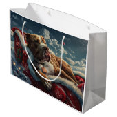 Grand Sac Cadeau Pitbull Chien Festif de Noël (Dos Angle)