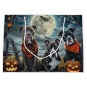 Grand Sac Cadeau Pitbull Halloween Éffrayant (Devant)