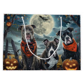 Grand Sac Cadeau Pitbull Halloween Éffrayant (Dos)
