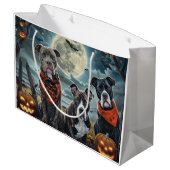 Grand Sac Cadeau Pitbull Halloween Éffrayant (Dos Angle)