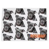 Grand Sac Cadeau Pitbull noir Editable (Devant)