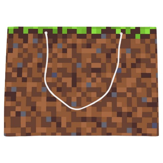 Grand Sac Cadeau Pixel grass gamer birthday  (Devant)