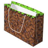 Grand Sac Cadeau Pixel grass gamer birthday  (Devant Angle)