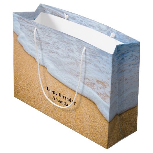 Grand Sac Cadeau Plage de sable avec Surf en mousse Anniversaire (Dos Angle)