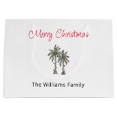 Grand Sac Cadeau Plage tropicale Joyeux palmiers de Noël (Devant)