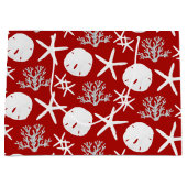 Grand Sac Cadeau Plage tropicale Noël Sable rouge Dollar Starfish (Devant)