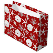 Grand Sac Cadeau Plage tropicale Noël Sable rouge Dollar Starfish (Devant Angle)