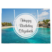 Grand Sac Cadeau Plage tropicale pittoresque avec huttes de chaume  (Devant)