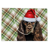 Grand Sac Cadeau Plaid Christmas Chocolate Cocker Spaniel Dog  (Dos)