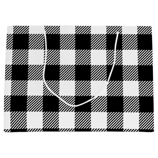 Grand Sac Cadeau Plaid de Buffalo - noir et blanc (Devant)