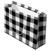 Grand Sac Cadeau Plaid de Buffalo - noir et blanc (Devant Angle)