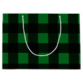 Grand Sac Cadeau Plaid de Buffalo Vert (Devant)