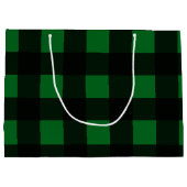 Grand Sac Cadeau Plaid de Buffalo Vert (Dos)