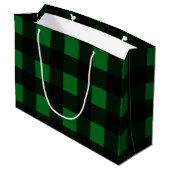Grand Sac Cadeau Plaid de Buffalo Vert (Dos Angle)