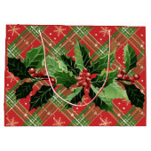 Grand Sac Cadeau Plaid de Noël Rouge avec Couronne (Dos)