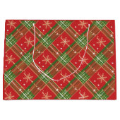 Grand Sac Cadeau Plaid de Noël Rouge Vert Or (Devant)