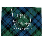 Grand Sac Cadeau Plaid Green Check Rustique Noël Campbell Tartan (Dos)