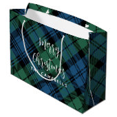 Grand Sac Cadeau Plaid Green Check Rustique Noël Campbell Tartan (Dos Angle)