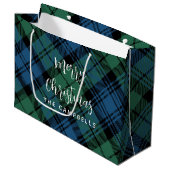Grand Sac Cadeau Plaid Green Check Rustique Noël Campbell Tartan (Devant Angle)