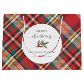 Grand Sac Cadeau Plaid Red Check Rustique Joyeux Noël Ferme (Devant)