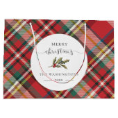 Grand Sac Cadeau Plaid Red Check Rustique Joyeux Noël Ferme (Dos)