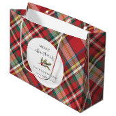 Grand Sac Cadeau Plaid Red Check Rustique Joyeux Noël Ferme (Devant Angle)