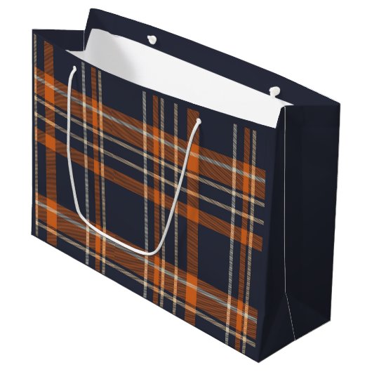 Grand Sac Cadeau Plaid rustique Noël/hiver (Devant Angle)