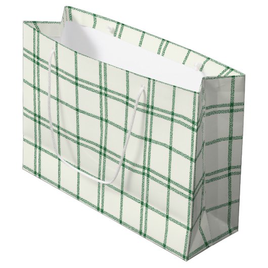 Grand Sac Cadeau Plaid Vert (Devant Angle)