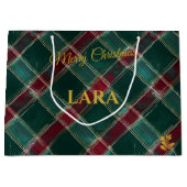 Grand Sac Cadeau Plaid vert, bordeaux et blanc sur mesure (Devant)