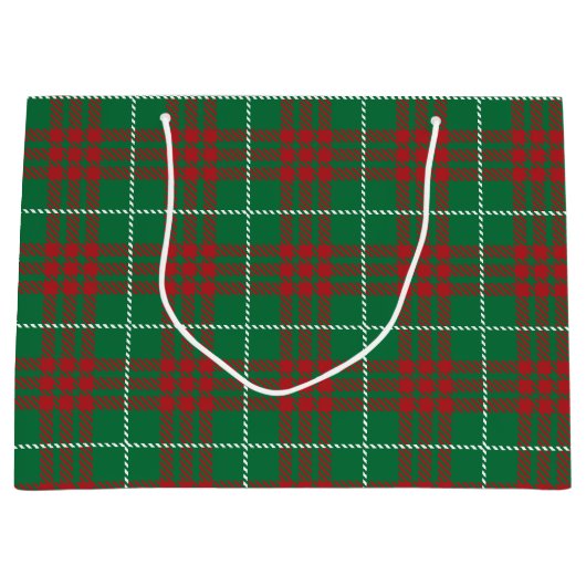 Grand Sac Cadeau Plaid vert et rouge (Devant)