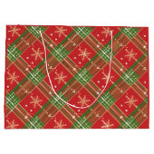 Grand Sac Cadeau Plaids de Noël Rouge Vert Or (Dos)