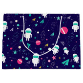 Grand Sac Cadeau Planètes spatiales et astronautes (Devant)