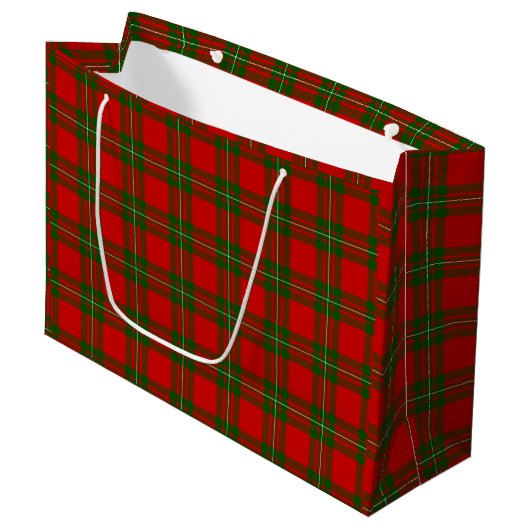 Grand Sac Cadeau Plaque vert rouge de tartan MacGregor (Devant Angle)