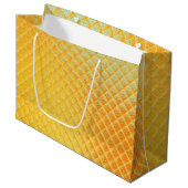 Grand Sac Cadeau Plat d'or brillant (Devant Angle)