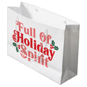 Grand Sac Cadeau Plein d'esprit de vacances - Typographie festive