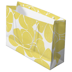 Grand Sac Cadeau Plumerias de motif d'impression hawaïen moderne