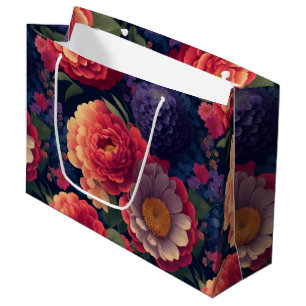 Grand Sac Cadeau Plutôt vintage rouge Orange mum mum peony floral