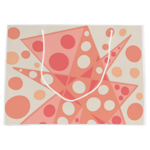 Grand Sac Cadeau Poche et corail formes abstraites