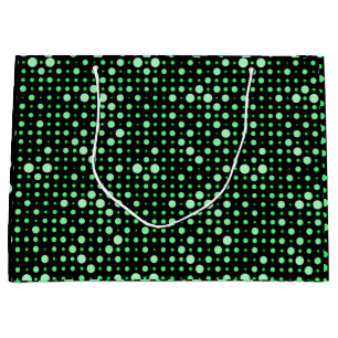 Grand Sac Cadeau Point Polka 02.Vert. BG noir